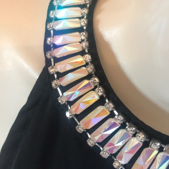 Chiffon Poly Top Black Stoned Choker Sleeveless S - Picture 4 of 5